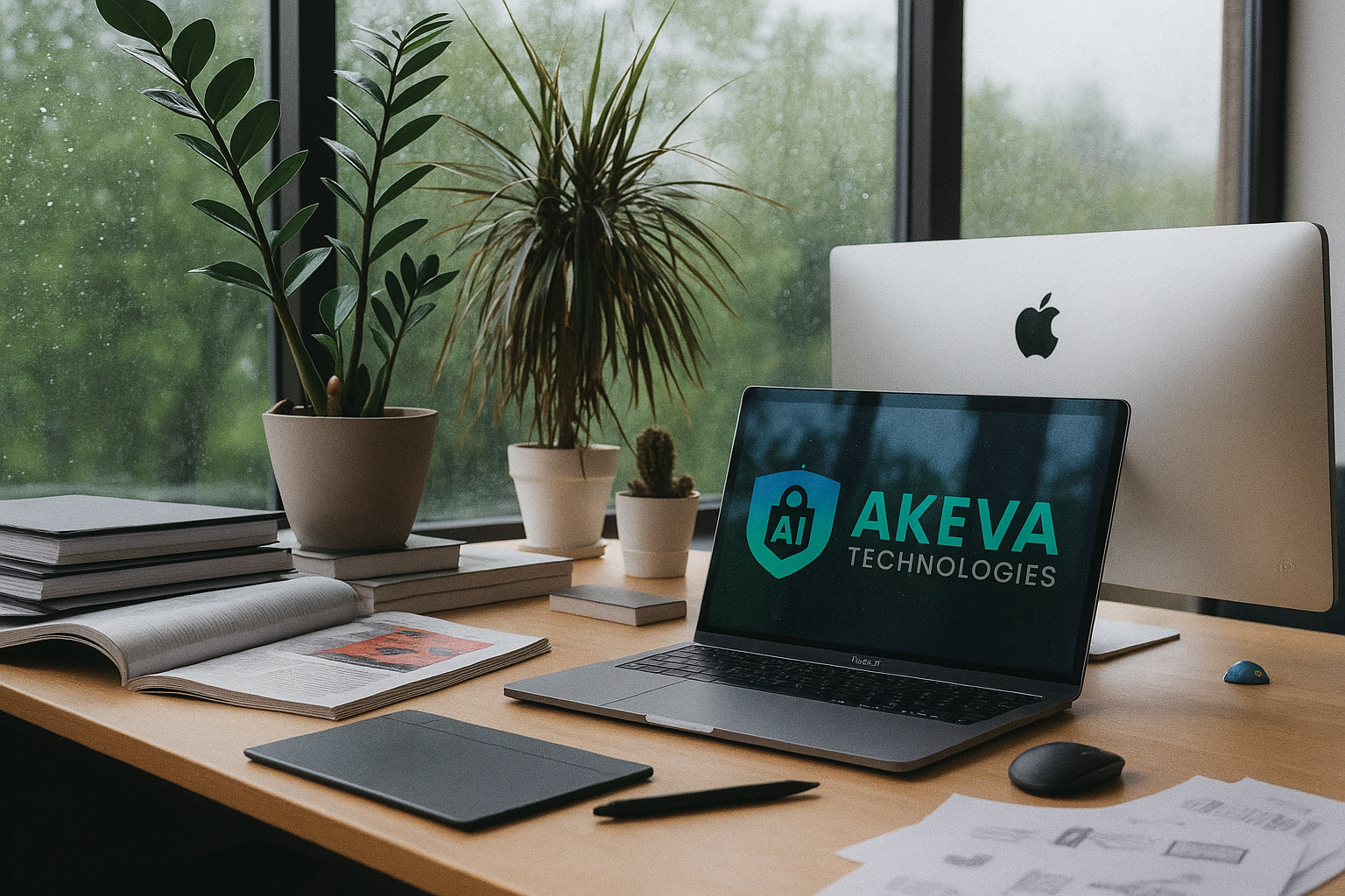 Akeva Technologies team members collaborating on cybersecurity and AI governance solutions